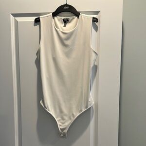 Express Ivory Sleeveless Fitted Bodysuit